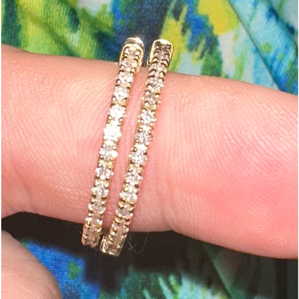 14kt gold diamond inside out hoops